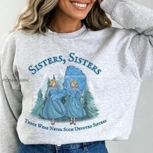 Haynes Such Devoted Sisters Snow Holiday White Christmas Sweatshirt Grey